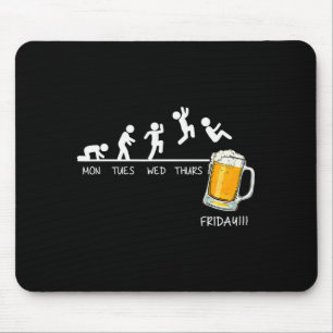 Tapis De Souris Drunkard drôle de stickman sautant Bière Jours de