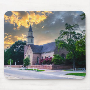 Tapis De Souris DSC02400-2-Bruton Parrish Church au coucher du sol