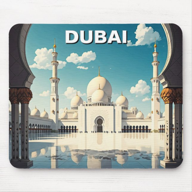 Tapis De Souris Dubaï Grande Mosquée des EAU Voyage (Devant)