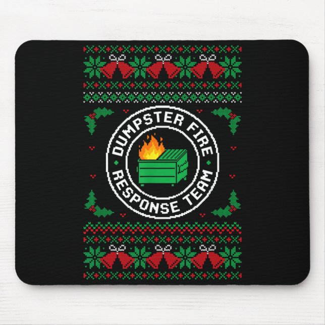 Tapis De Souris Dumpster Fire Resnse Team Ugly Christmas Sweater X (Devant)