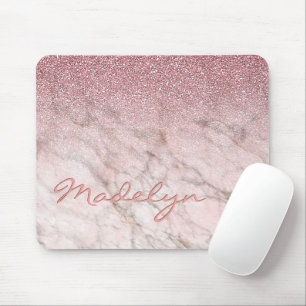 Tapis De Souris Dusty Blush Mauve rose Gris Marbré personnalisé