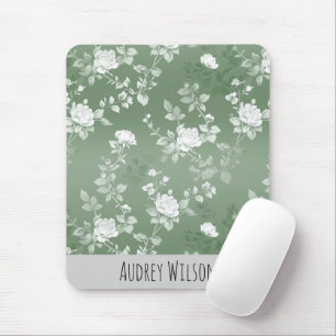 Tapis De Souris Dusty Sage Floral Vert Fleur Motif