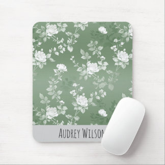 Tapis De Souris Dusty Sage Floral Vert Fleur Motif