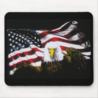 Tapis De Souris Eagle et drapeau des Etats-Unis - noir