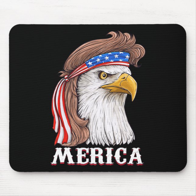 Tapis De Souris Eagle Mullet 4 juillet États-Unis Drapeau américai (Devant)