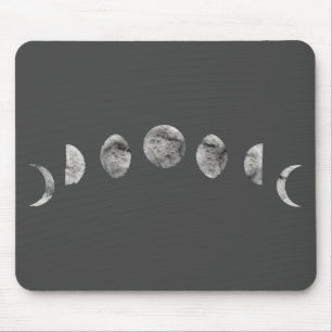Tapis De Souris Eau Blanche Aquarelle Phases Lunaires Minimalisme 