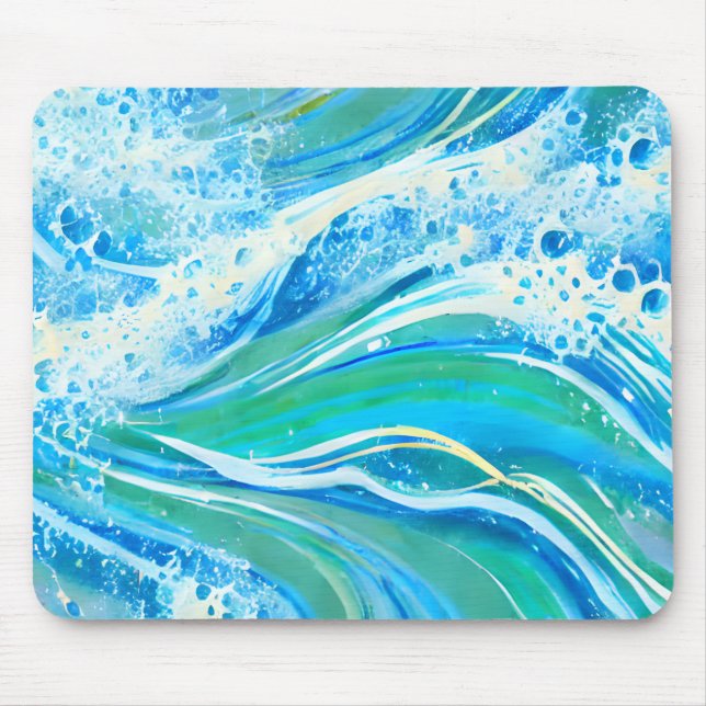 Tapis De Souris Eau Bleue Océan Vagues de mer (Devant)