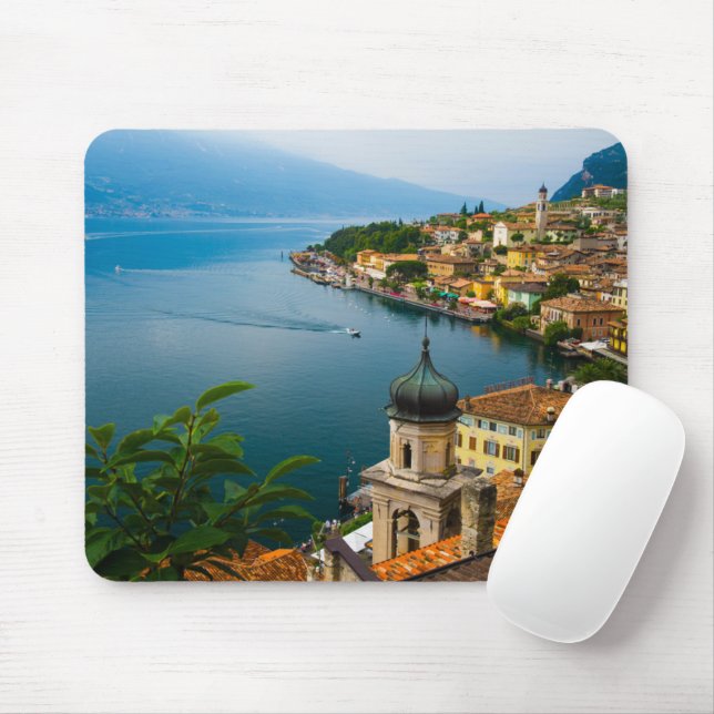 Tapis De Souris Eau | San Benedetto Church Lake Garda, Italie (Avec souris)
