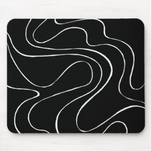 Tapis De Souris Ebb et flux 2 - Noir sur blanc