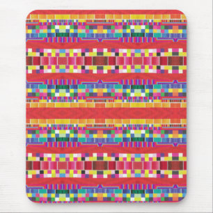 Tapis De Souris échantillons rouges, rayures et pixels colorés