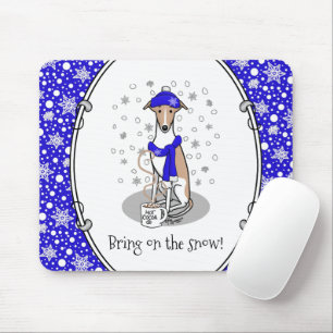 Tapis De Souris Écharpe à neige bleu hiver - Faune et blanc