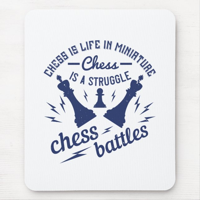 Tapis De Souris Échecs - Échecs est la vie en miniature (Devant)