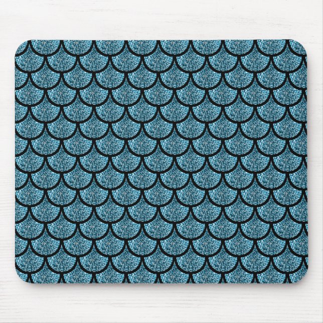 Tapis De Souris Échelle de sirène bleue avec effet parties scintil (Devant)