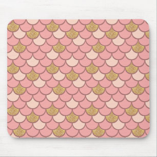 Tapis De Souris Échelle de sirène d'or rose avec effet parties sci