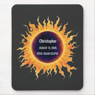 Tapis De Souris Éclipse solaire totale aquarelle audacieuse Nom 20