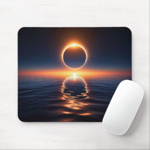 Tapis De Souris Éclipse totale de soleil sur l'eau de l'océan