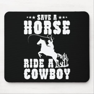 Tapis De Souris Économisez Une Promenade À Cheval Un Cowboy Drôle 