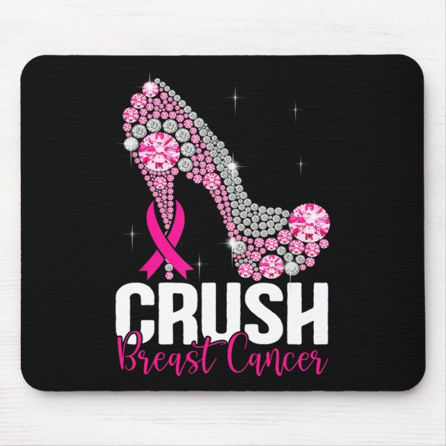 Tapis De Souris Écraser le cancer du sein Sensibilisation Bling ro (Devant)