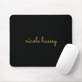 Tapis De Souris Écriture noire et or | Monogramme moderne élégant