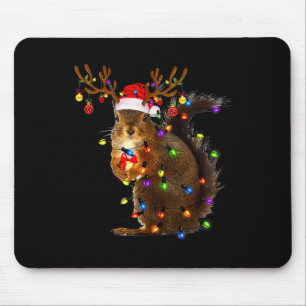 Tapis De Souris Écureuil amusant Noël Arbre Lumières Reindeder Pèr