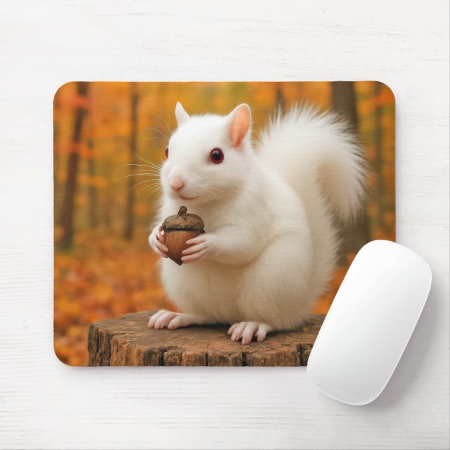 Tapis De Souris Écureuil blanc tenant un maïs (Avec souris)