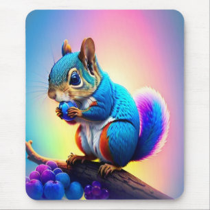Tapis De Souris Écureuil Bleu Mangeant Un Fruit-323232