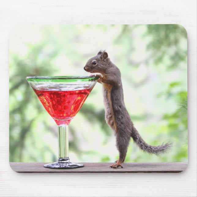 Tapis De Souris Écureuil buvant un cocktail (Devant)