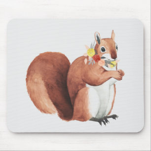 Tapis De Souris Écureuil de forestier de couronne de fleur