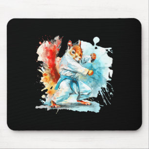Tapis De Souris Écureuil de karaté Taekwondo aquarelle MMA Écureui
