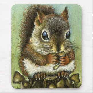 Tapis De Souris Écureuil et champignons de bébé