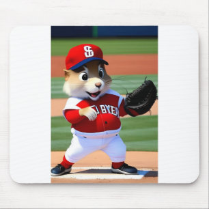 Tapis De Souris écureuil, jouer au baseball sur le pavé de souris