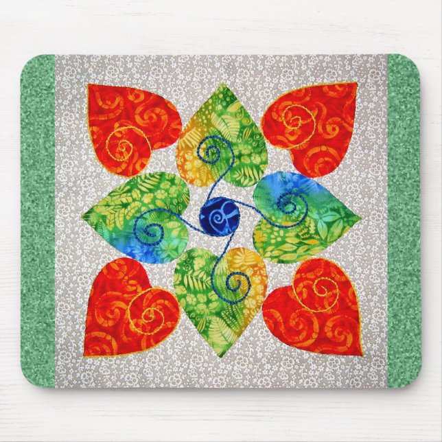 Tapis De Souris Édredon fantaisie de coeurs - bloc #1 (Devant)