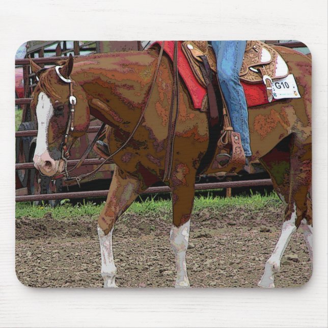 Tapis De Souris Effet Dessin Du Cheval Occidental (Devant)