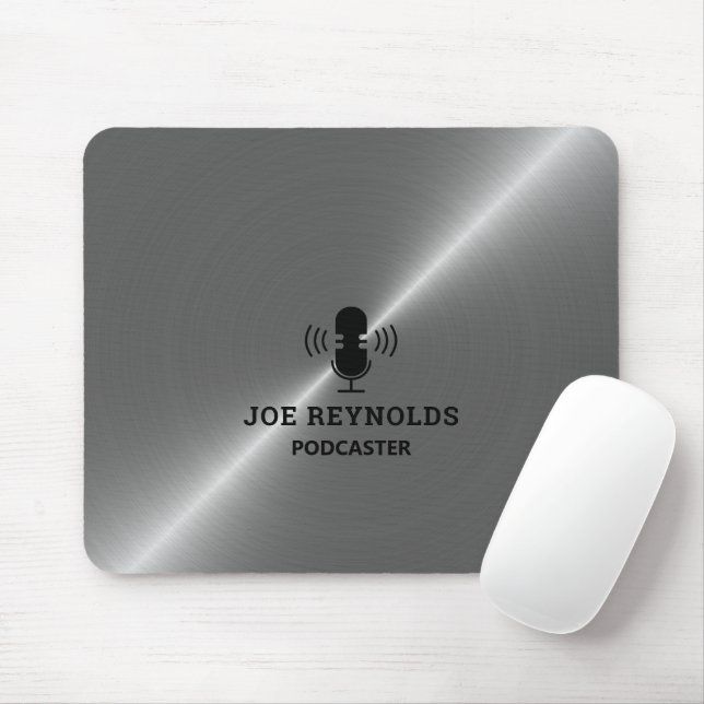 Tapis De Souris Effet métal argenté, Podcaster, Podcast (Avec souris)
