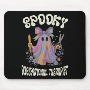 Tapis De Souris Éffrayant ergothérapeute fantôme floral Hallowe
