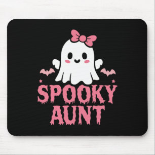 Tapis De Souris Éffrayante Tante Famille Mignonne Rose Blanc Fantô