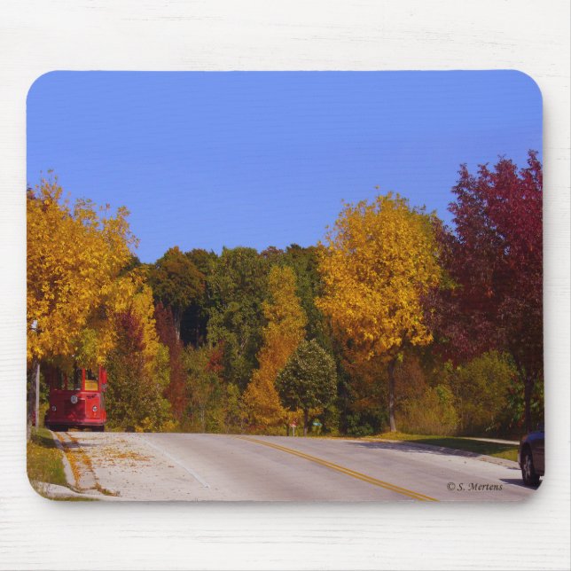 Tapis De Souris Egg Harbour, WI automne saison avec chariot (Devant)