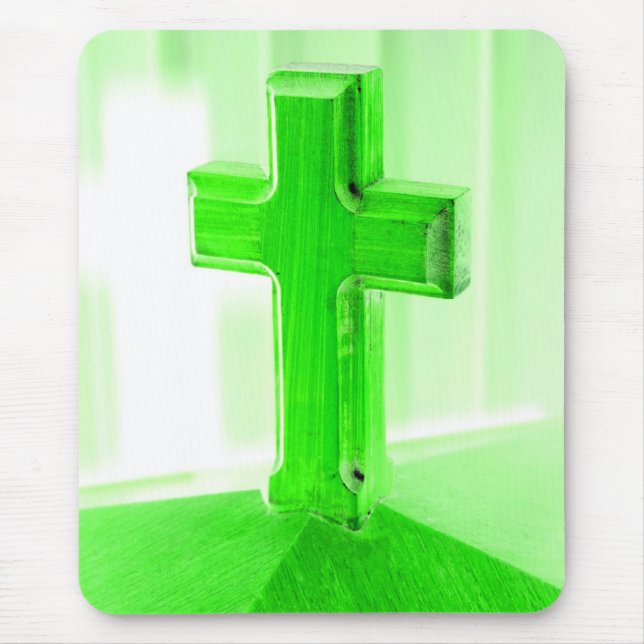 Tapis De Souris Église croisée en bois verte d'image de (Devant)