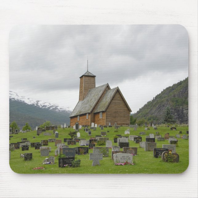 Tapis De Souris Église de barre avec le cimetière dans le mousepad (Devant)