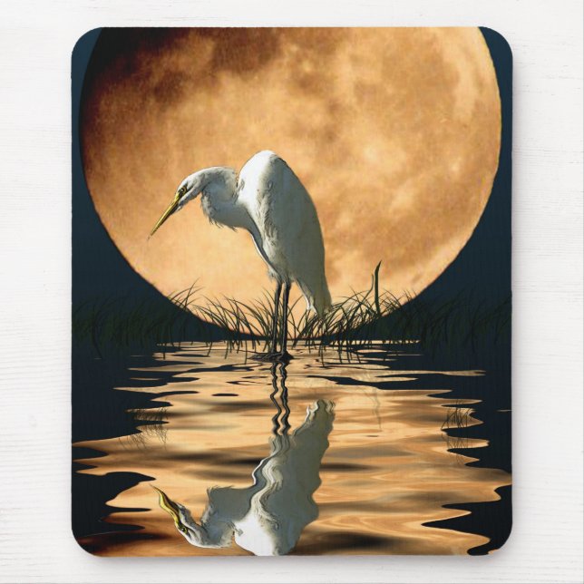 Tapis De Souris Egret & A Golden Moon (Devant)