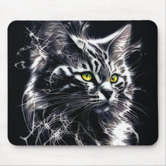 Tapis De Souris Electric Fractal Black Cat Mouse Pad