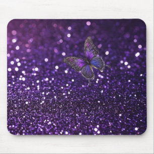 Tapis De Souris Élégance Envoûtante : Le Papillon Étincelle Violet