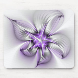 Tapis De Souris Élégance florale Art Abstrait Violet Fractal moder