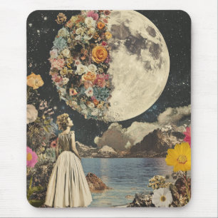 Tapis De Souris Élégance Lune - Femme avec Lune (2)