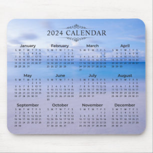Tapis De Souris Élégant Arrière - plan de plage Calendrier 2024   