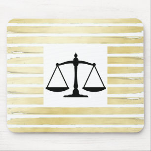 Tapis De Souris Élégant avocat blanc feuille d'or peint rayé