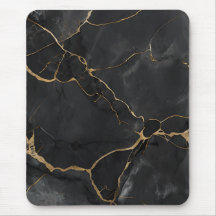 Elégant Black Gold Veins Office Pad souris