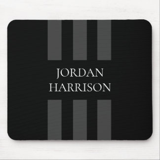 Tapis De Souris Elegant Black Gray Stripes Logo mouse pad
