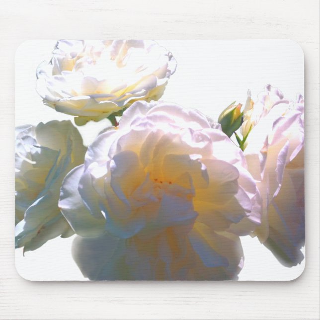 Tapis De Souris Elégant blanc pêche orange roses (Devant)