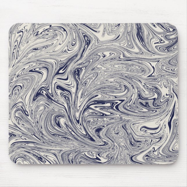 Tapis De Souris Elégant bleu et Marbre blanc spiral (Devant)